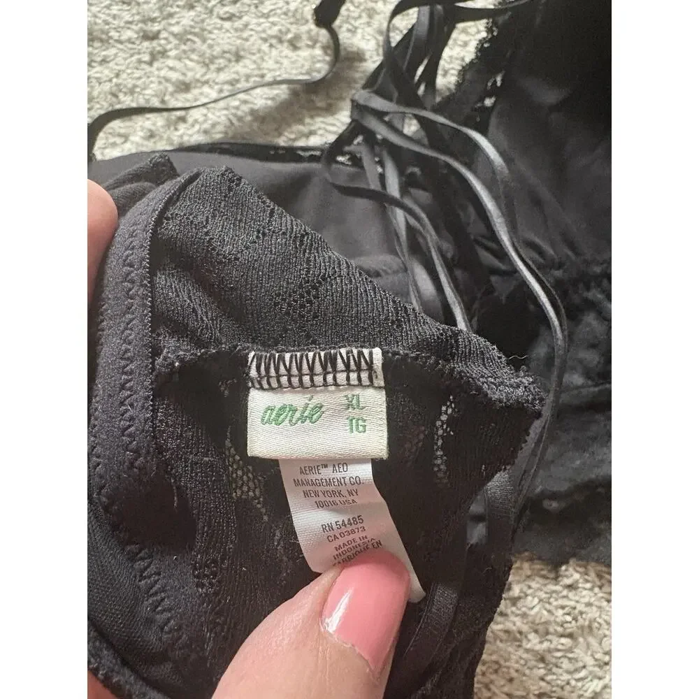 Aerie Women’s Black Strappy Lace Padded Bralette Size XL